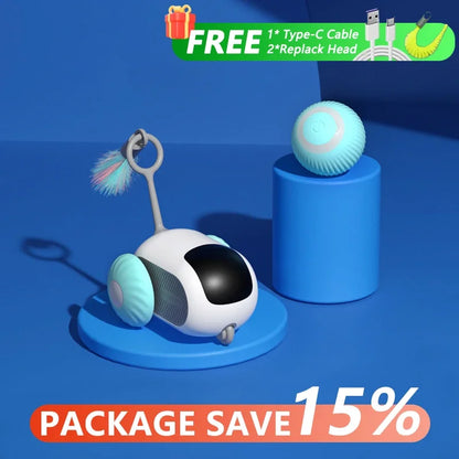 Smart Cat Toy. Interactive Cat Car Toy. Automatic Rolling or Remote Control for Indoor Cat Accessories & Kittens