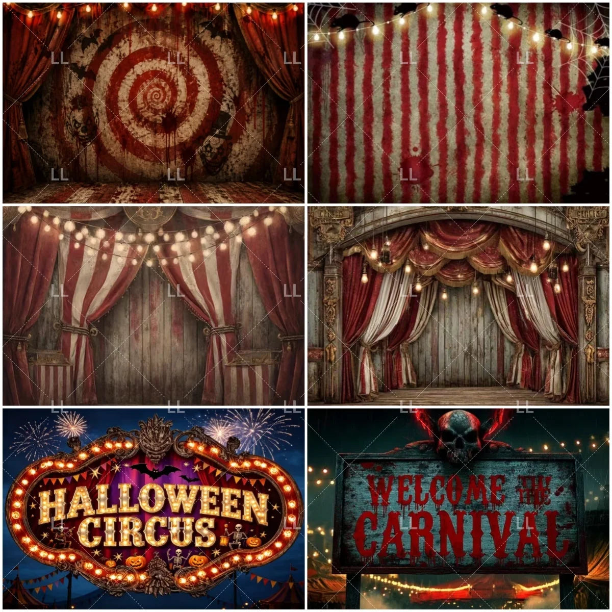 🤡 Scary Circus Halloween Clown Backdrop