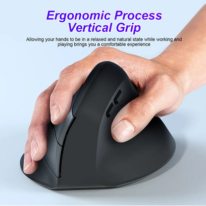 Bluetooth Vertical & Ergonomic 2.4G Wireless Optical Mice with 3 Adjustable DPI 800/1200/1600 6 Buttons for Laptop Desktop