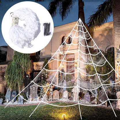 Halloween Triangle Spider Web. 5m Large Plush Simulation Spider Web. Haunted Home Outdoor Yard Decoration Props
