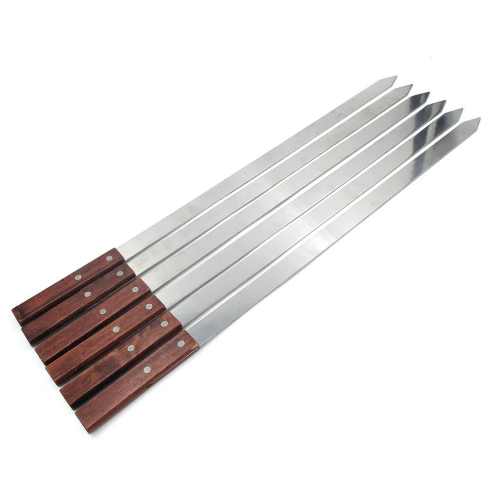 60cm 23.6'' Large BBQ Grills Skewers. Long Handle Barbecue Fork. Stainless Steel Brazilian Style Shish Kebab Turkish BBQ Skewer