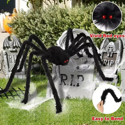 Halloween Big Plush Spider. Horror Halloween Decoration. Party Prop Outdoor Giant Spider Decor 30-200cm Chamber Prank Black Spider