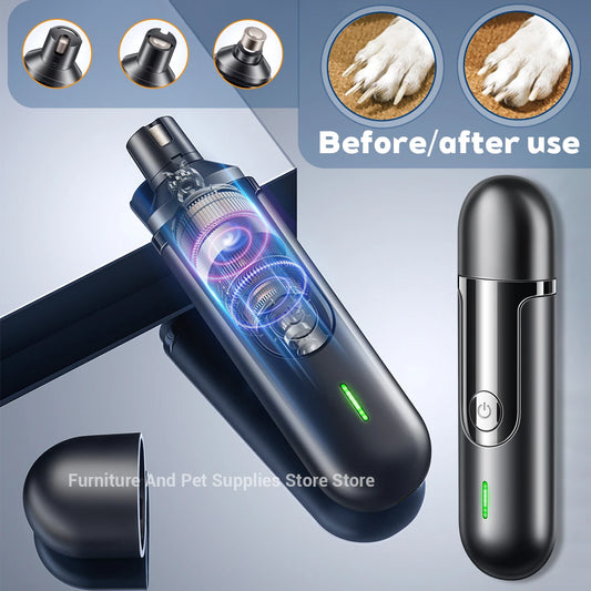 Electric Dog & Cat Nail Grinder. USB Rechargeable Pet Nail Trimmers Painless with Polisher Wheel for Small/Large Pets