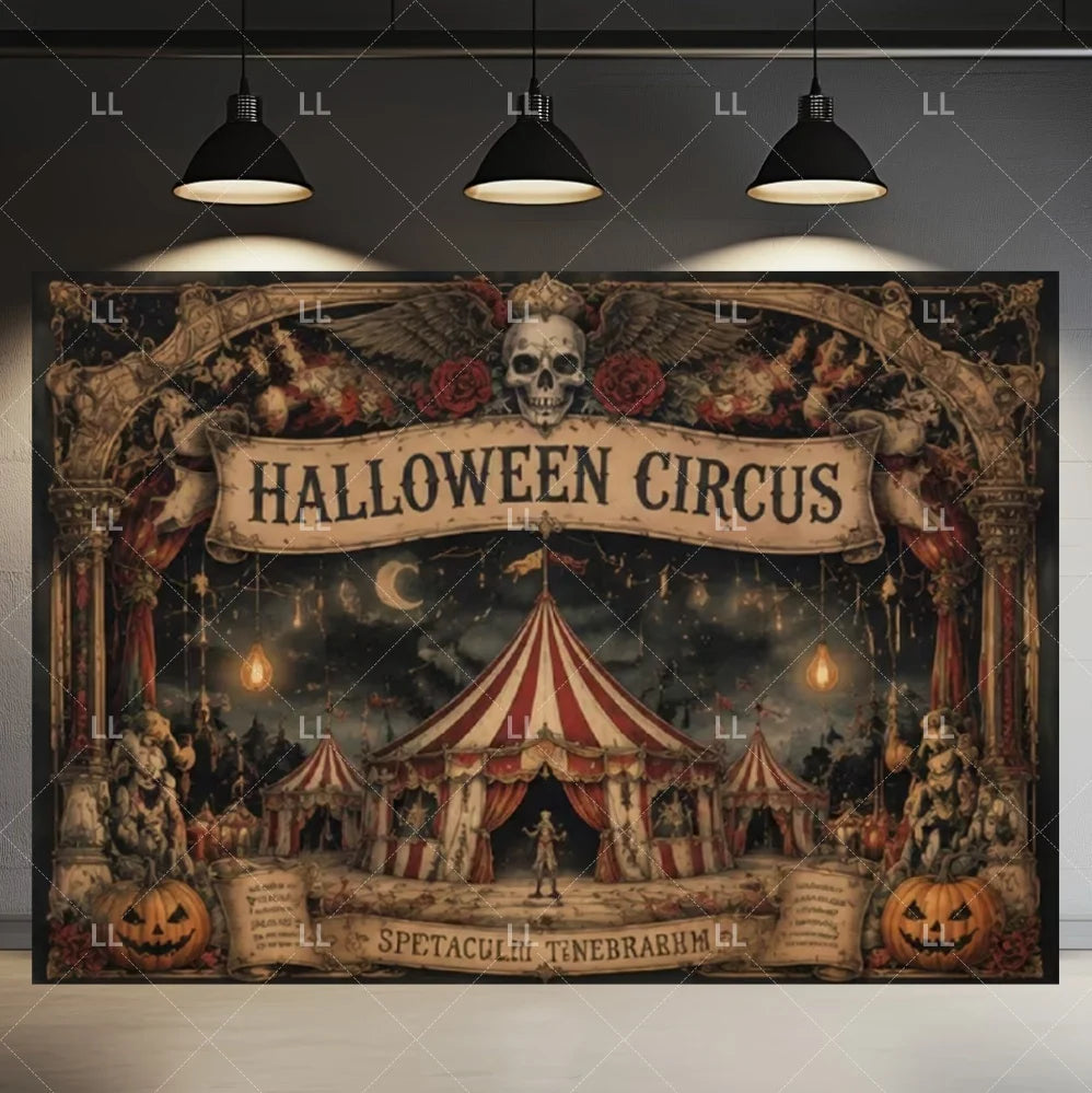 🤡 Scary Circus Halloween Clown Backdrop
