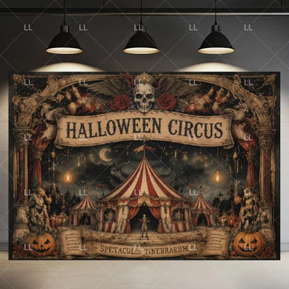 🤡 Scary Circus Halloween Clown Backdrop