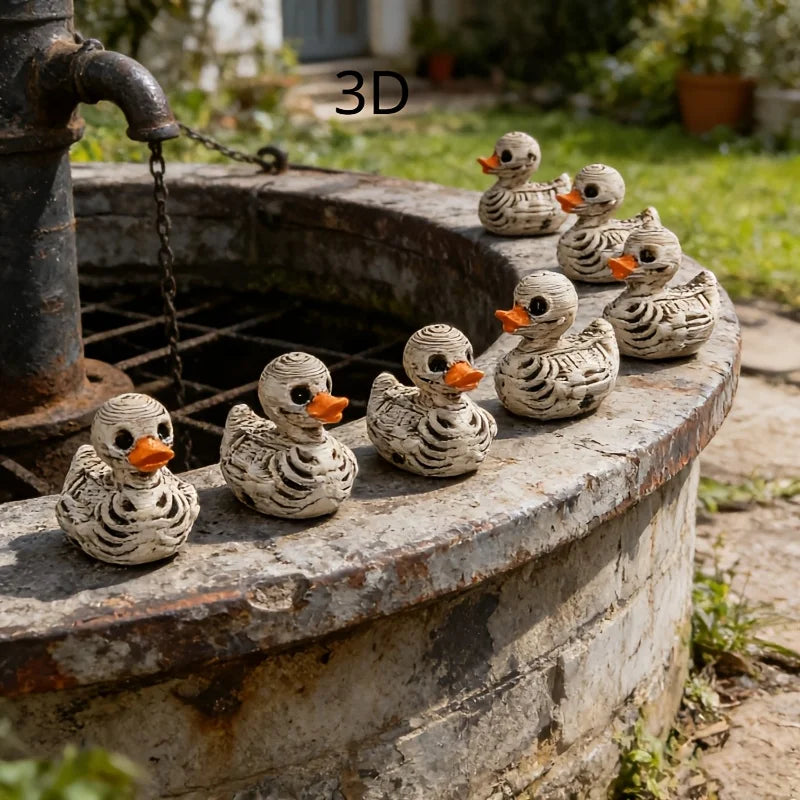 💀 Cute Gothic Skeleton Duck Figurines