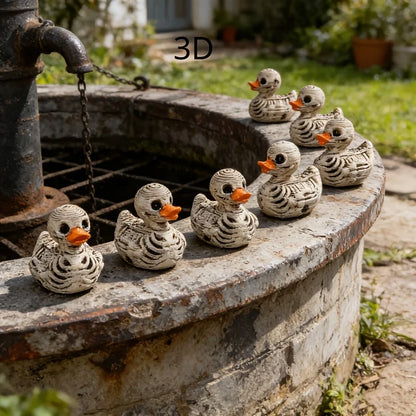 💀 Cute Gothic Skeleton Duck Figurines