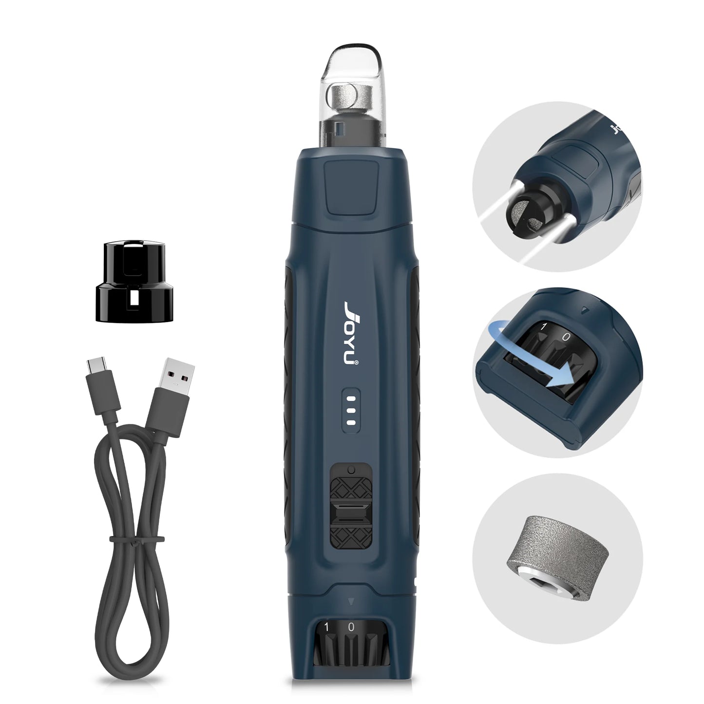 JOYU 6-Speed Quiet Pet Nail Grinder & Paws Clippers with Dual LED Lights for Cats & Dog Claws for Grooming