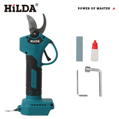 HILDA Brushless Electric Pruning Shears, 500W Pruner Cordless Electric Garden Scissors Fruit Tree Cutter