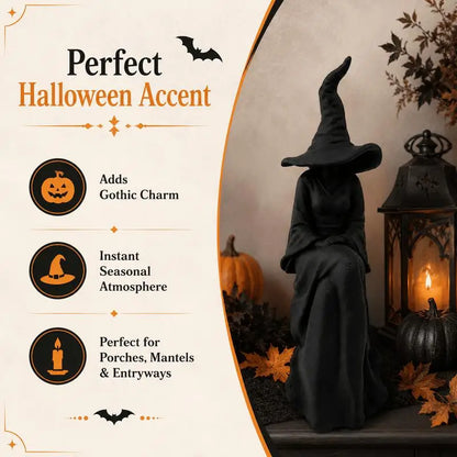 🧙‍♀️ Black Seated Witch Halloween Wall Decor