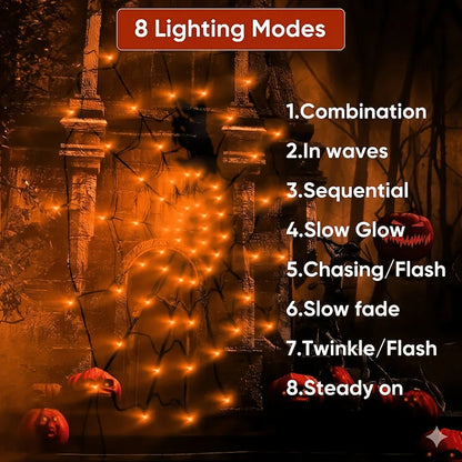 🕷️ Halloween Spider Web LED Net Lights