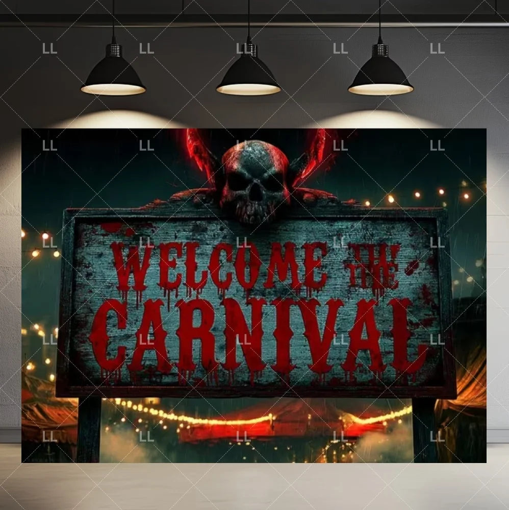 🤡 Scary Circus Halloween Clown Backdrop