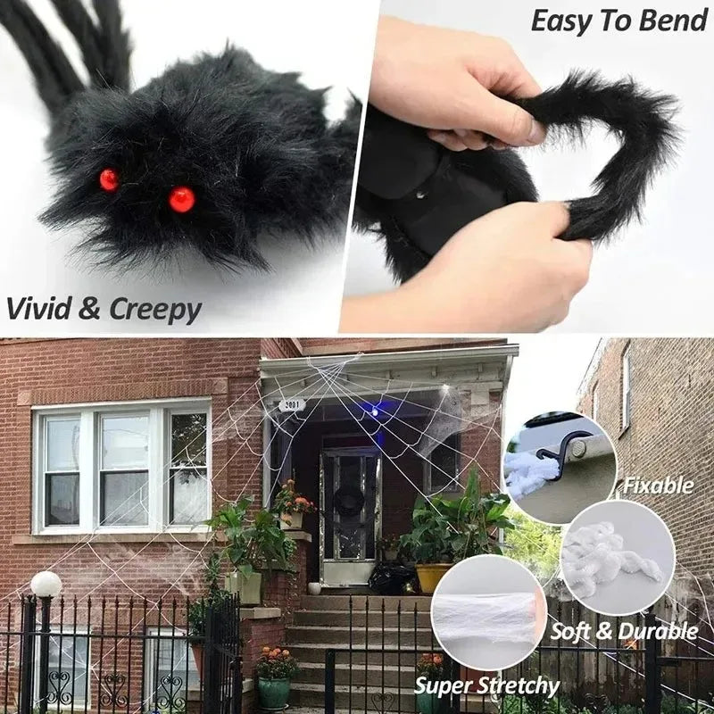 Halloween Big Plush Spider. Horror Halloween Decoration. Party Prop Outdoor Giant Spider Decor 30-200cm Chamber Prank Black Spider