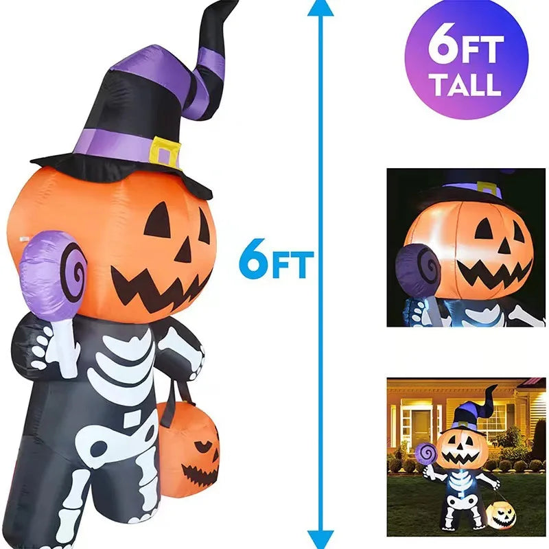 6FT Halloween Inflatable Pumpkin Skull – Yard Decor