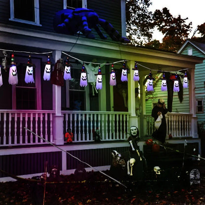 Halloween Glowing White Ghost LED Hanging Ghosts Horror Props with Fairy Light for Indoor & Outdoor Haunted House Halloween Decoration