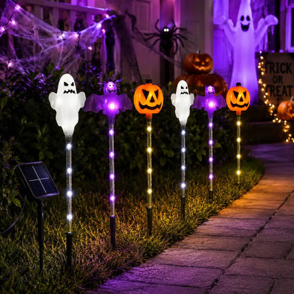 🎃 Halloween Solar Pumpkin Ghost Stake Lights
