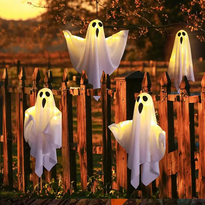 Halloween Party LED Glow Ghost Home Indoor & Outdoor Decoration. Haunted House Bar Hanging Horror Props with Lights
