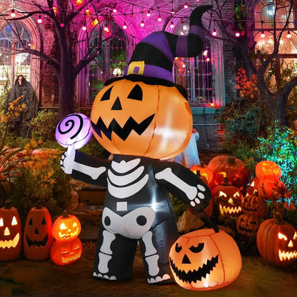 6FT Halloween Inflatable Pumpkin Skull – Yard Decor