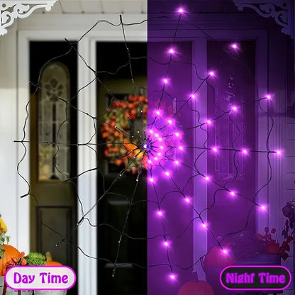 🕷️ Halloween Spider Web LED Net Lights
