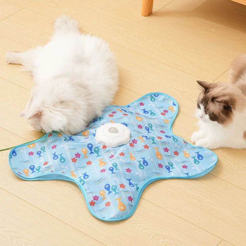 Interactive Hide and Seek Cat Toy with Mouse Squeaky Sound. Motion Activated Moving Concealed Feathers Kitten Teaser Toy