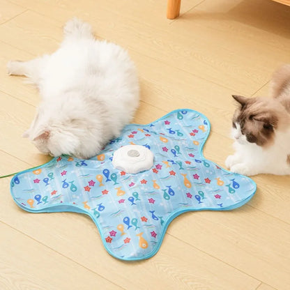 Interactive Hide and Seek Cat Toy with Mouse Squeaky Sound. Motion Activated Moving Concealed Feathers Kitten Teaser Toy