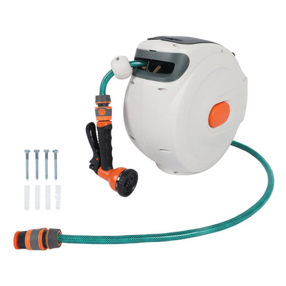 Retractable Garden Hose with Automatic Lock with Sprayer Nozzle for Watering