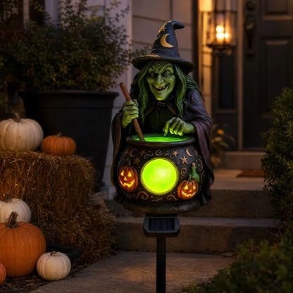 🎃 Halloween Solar Witch Cauldron Garden Light