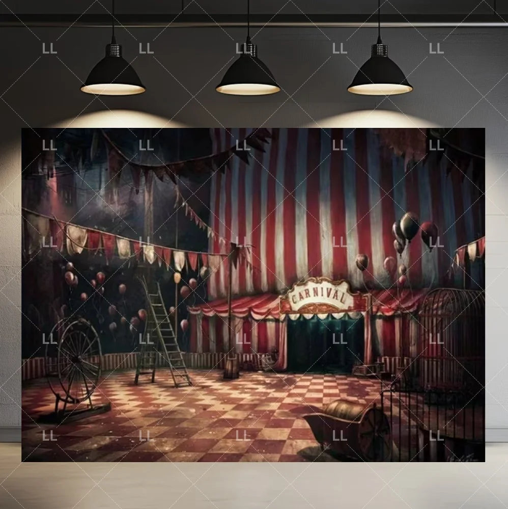 🤡 Scary Circus Halloween Clown Backdrop