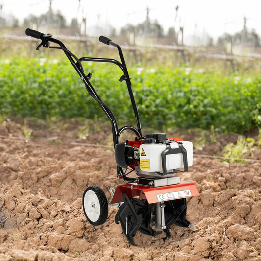 52CC Farm Cultivator Scarifier Garden Tiller, Gasoline powered Farming Cultivation Tool, Soil Loosening 4 Blades 1700W for Farmlands