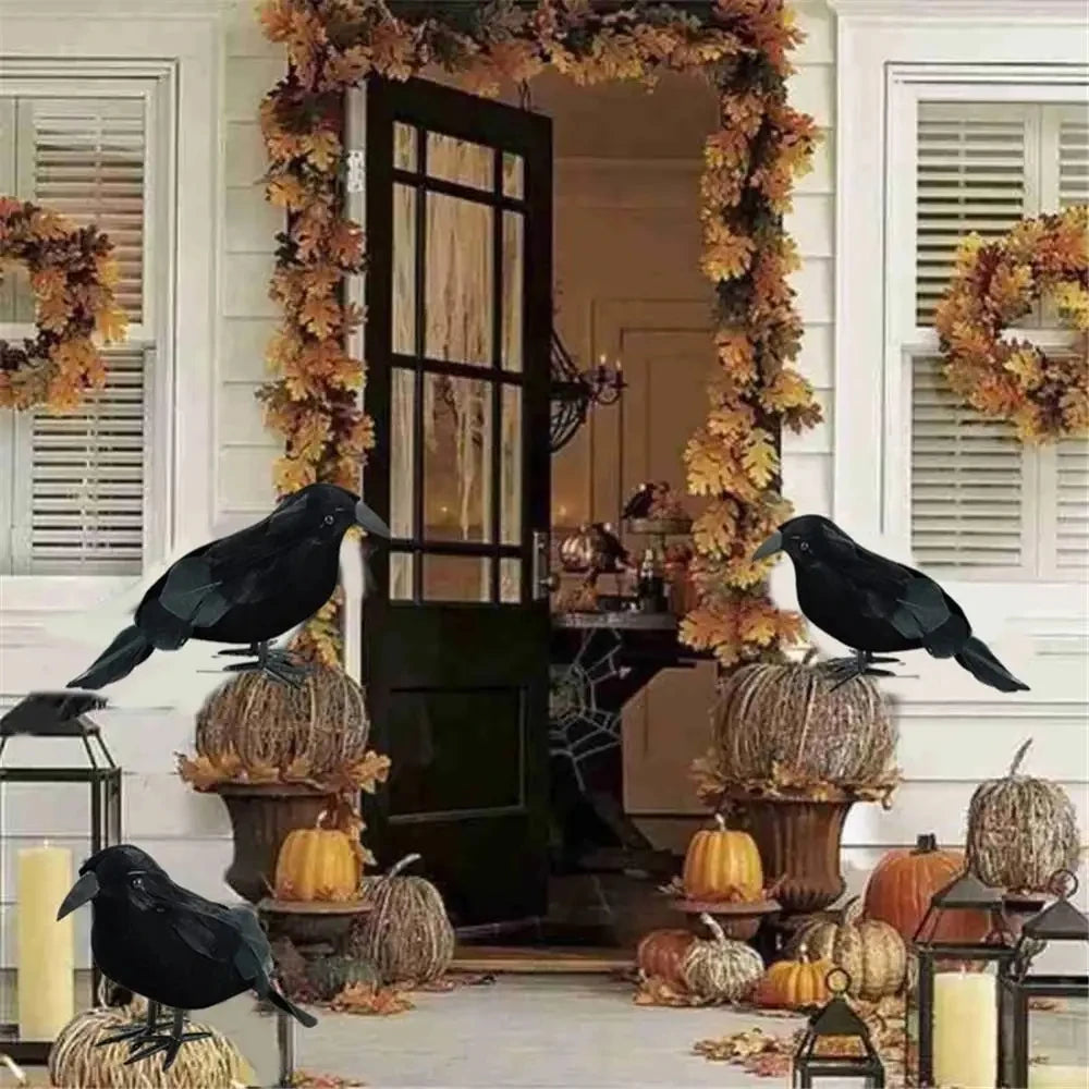 Halloween Decorations Black Crow,Simulation Fake Raven Bird Props,Halloween Haunted House Garden Outdoor Yard Decorations