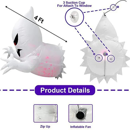 1Pc 1.4m Halloween Ghost Scary Inflatable Giant Blow Up Foldable Phantom Unique Coming Party for Outdoor Yard Garden Lawn Decor Prop
