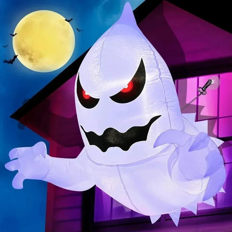 1Pc 1.4m Halloween Ghost Scary Inflatable Giant Blow Up Foldable Phantom Unique Coming Party for Outdoor Yard Garden Lawn Decor Prop