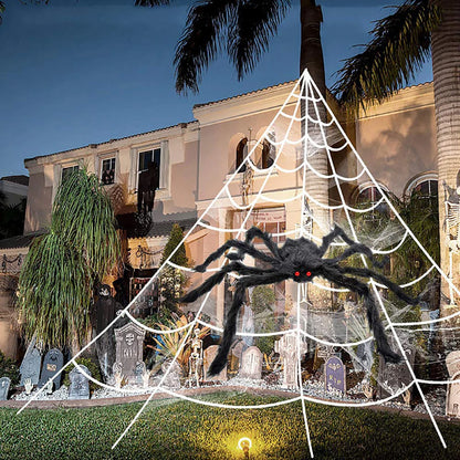 Halloween Triangle Spider Web. 5m Large Plush Simulation Spider Web. Haunted Home Outdoor Yard Decoration Props
