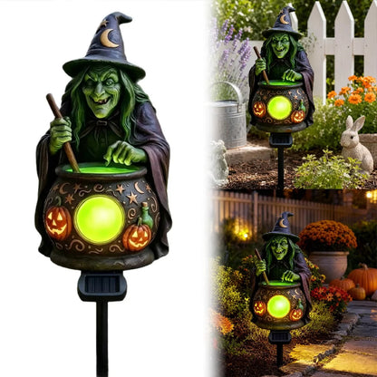 🎃 Halloween Solar Witch Cauldron Garden Light