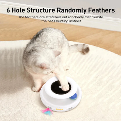 ROJECO 2 in 1 Smart Cat Toys. Automatic Feather Fun Ball Toy Set For Cats & Dogs with 5 Modes.