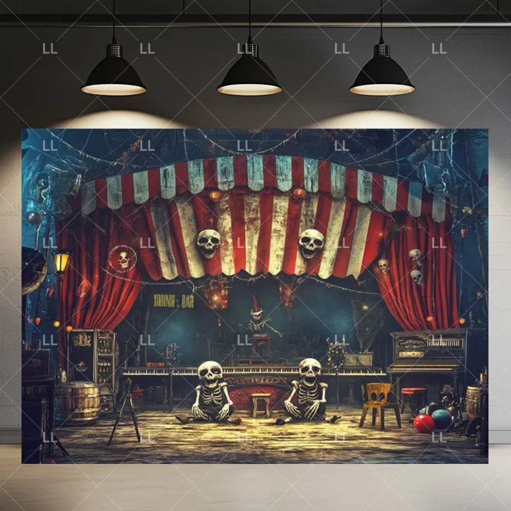 🤡 Scary Circus Halloween Clown Backdrop